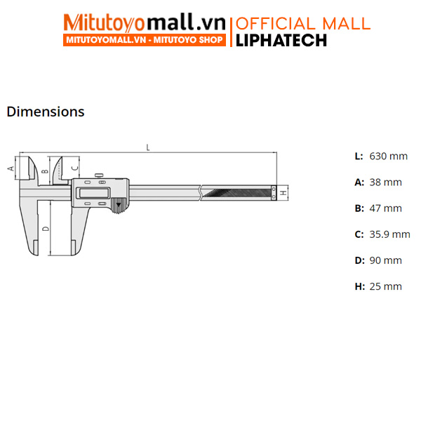 Thước cặp điện tử (0-450mm/0.01 mm) 500-500-10 Mitutoyo Digital ABS Caliper Chính Hãng phân phối COCQ Thước cặp điện tử (0-450mm/0.01 mm) 500-500-10 Mitutoyo Digital ABS Caliper Chính Hãng phân phối COCQ