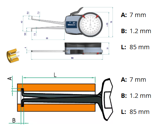 Compa đo trong độ dày đồng hồ cơ khí 20-40mm/0.01mm 209-303 Mitutoyo Internal Dial Caliper Gauge